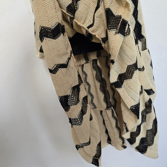 NWT Zara Black Natural Crochet Knit Chevron Stripe Tiered Midi Dress Size S - Picture 7 of 13